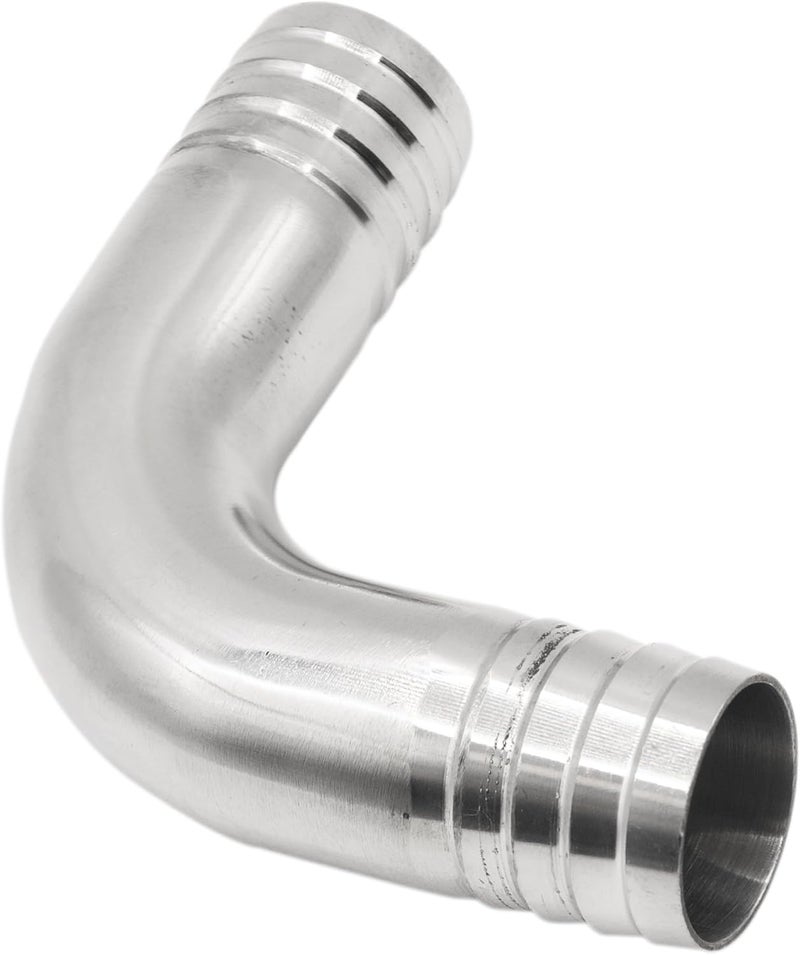 Goldpea Stainless Steel 304 Sanitary Hose Fitting Barb 90 Degree Elbow 1-1/4" Barbed x 1-1/4" Barbed, 1pc Fitting with 2pcs SS304 Hose Clamps - Image 5
